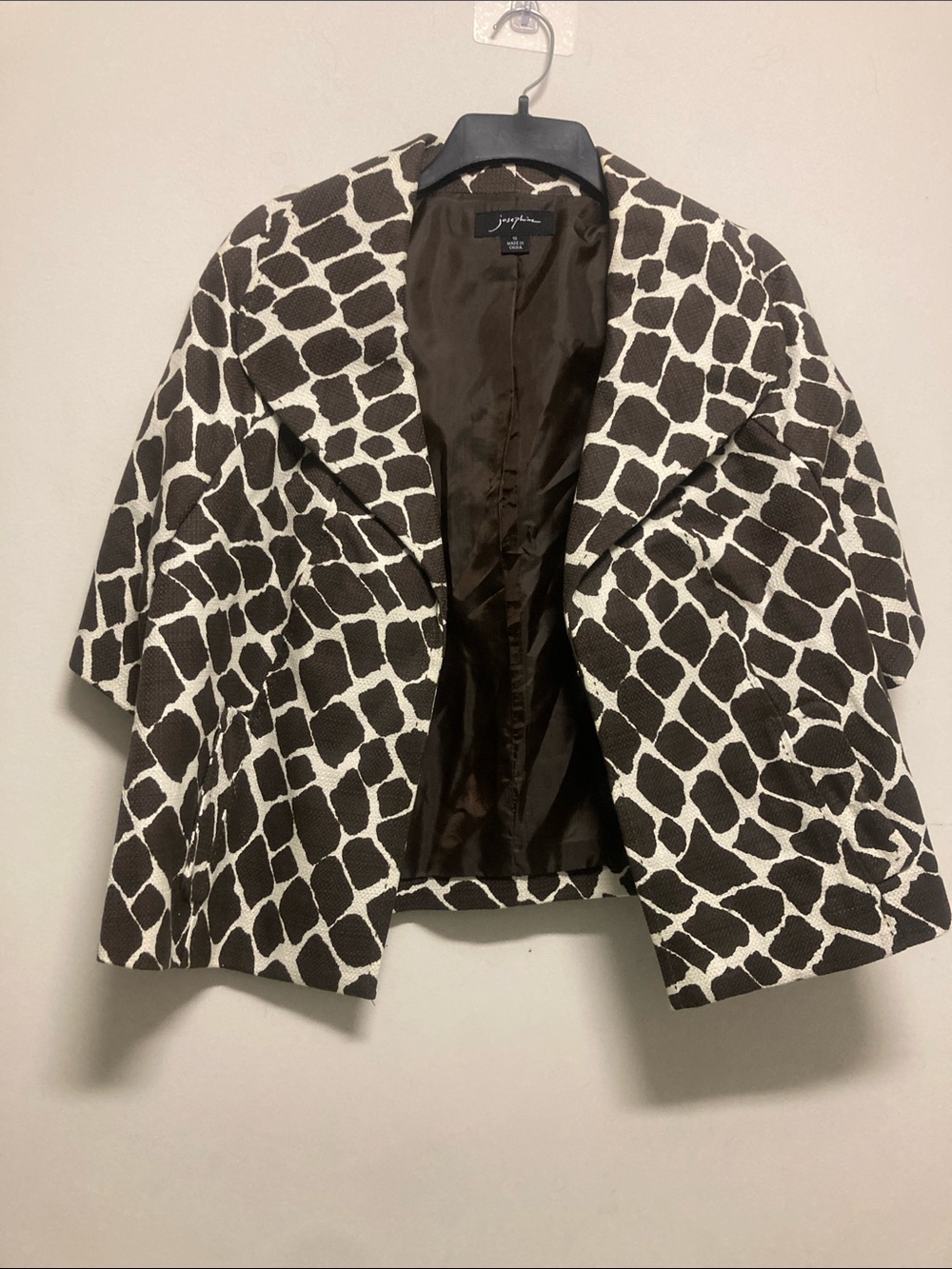 JOSEPHINE/Giraffe-Print Open Blazer in Brown and White